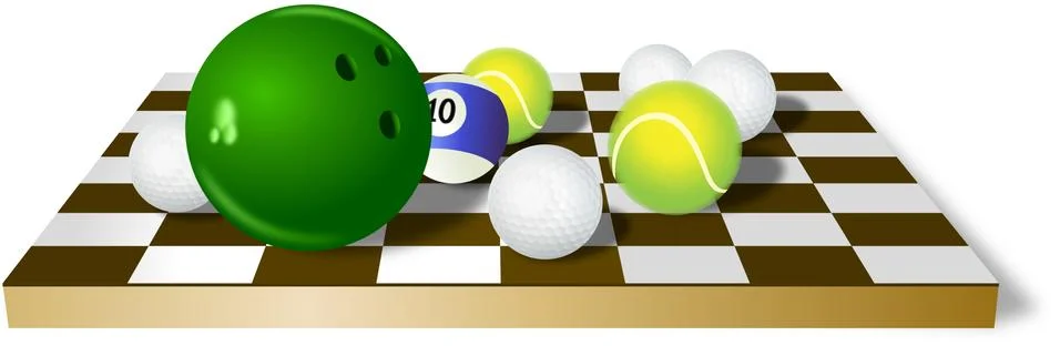 Chess table with different sporting balls Stock Illustration