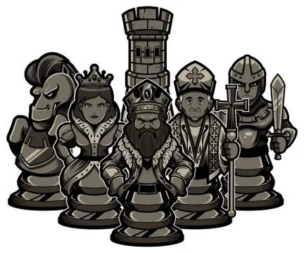 Chess Team Black Stockillustratie