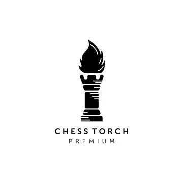 Chess torch logo vector illustration design Illustrazione stock