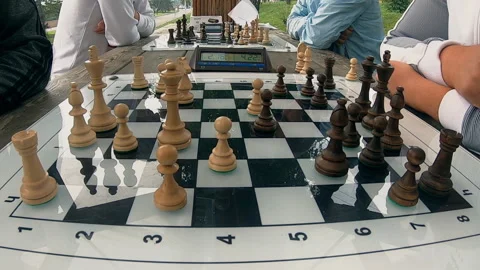 Chess tournament in the Park, chess clock, summer day Stock Footage 114648620