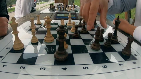 Chess tournament in the Park, chess clock, summer day Stock Footage 115154295