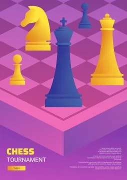 Chess tournament web flyer template. Stock Illustration