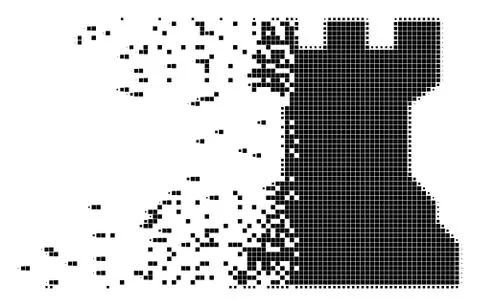 Chess Tower Damaged Pixel Icon Illustrazione stock