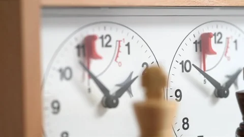 Chess, white and black king face each other, clock is ticking (with slider) Stock Footage 110933700