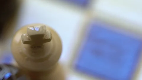 Chess. white king falls in slow motion Stock Footage 127051847