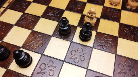 Chess. White Pawn Eats Black Pawn Video stock 133183981