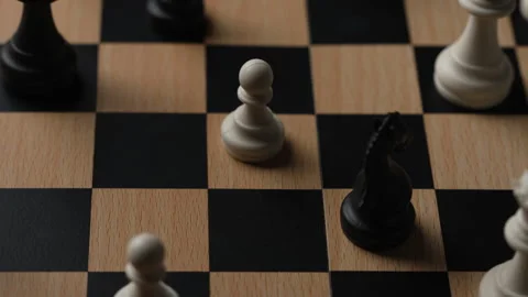 Chess on a wooden board going around in circle Stock Footage 343435280