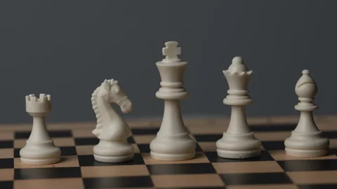 Chess on a wooden board going around in circle Stock Footage 343435588