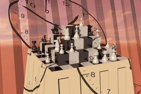 Chess on a ziggurat Stock Illustration