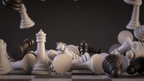 Chessboard animation falling pieces 3D Stock Footage 267006678