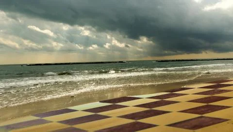 Chessboard on the beach Stock Photos