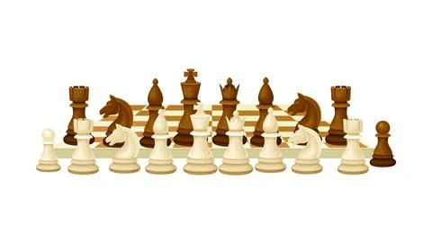 Chessboard with Chess Pieces as Chess or Strategy Board Game Vector Illustration Illustrazione stock
