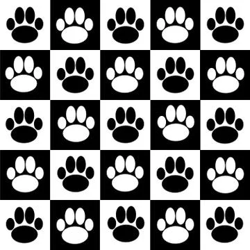 Chessboard with dog paws Stock Illustration