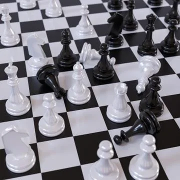 Chessboard with figures close up Stock Illustration