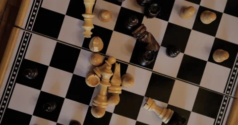 Chessboard with figures, top view Stock Footage 159180327