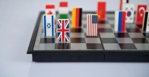 Chessboard with flags of countries Stock Photos