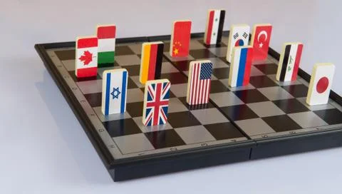 Chessboard with flags of countries Stock Photos