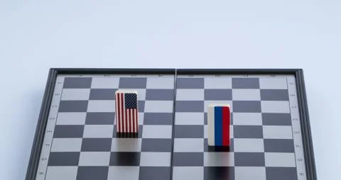 Chessboard with flags of countries Stock Photos
