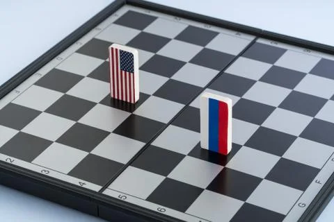 Chessboard with flags of countries Stock Photos