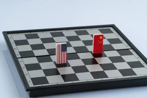 Chessboard with flags of countries Stock Photos