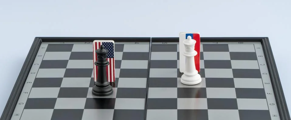 Chessboard with flags of countries Stock Photos