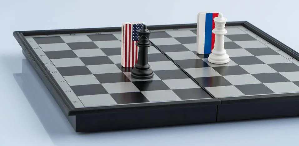 Chessboard with flags of countries Stock Photos