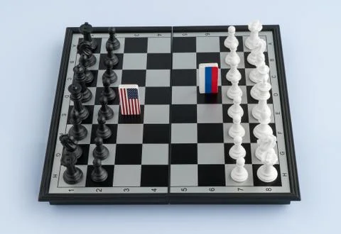 Chessboard with flags of countries Stock Photos