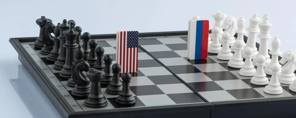 Chessboard with flags of countries Stock Photos