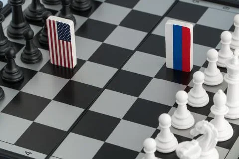 Chessboard with flags of countries Stock Photos