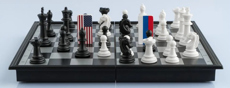 Chessboard with flags of countries Stock Photos