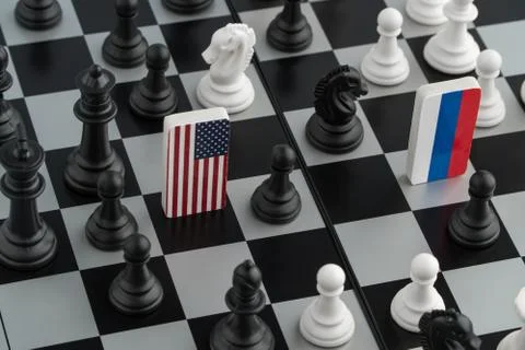 Chessboard with flags of countries Stock Photos