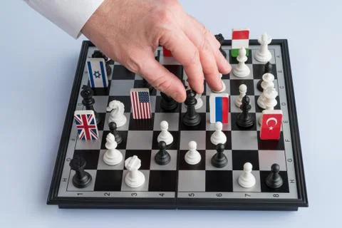 Chessboard with flags of countries Stock Photos