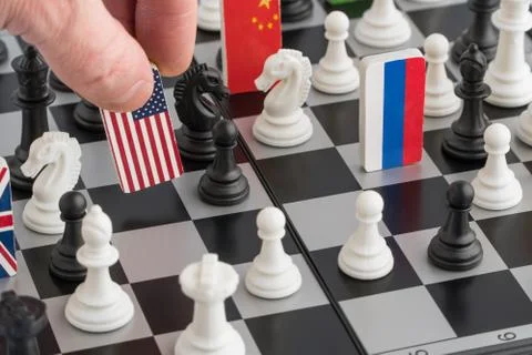 Chessboard with flags of countries Stock Photos