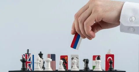 Chessboard with flags of countries Stock Photos