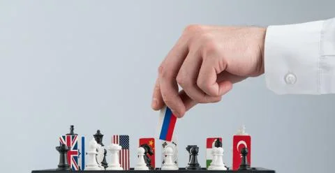Chessboard with flags of countries Stock Photos