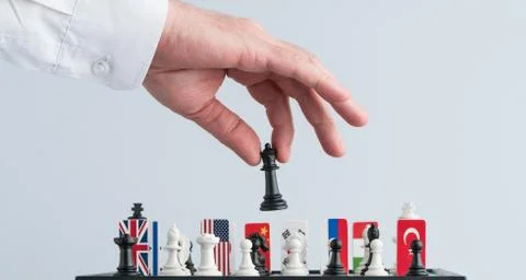 Chessboard with flags of countries Stock Photos