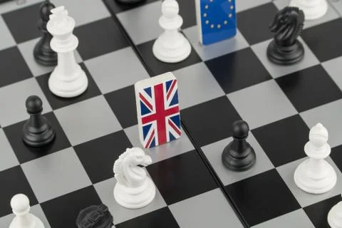Chessboard with flags of countries Stock Photos