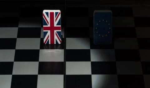 Chessboard with flags of countries Stock Photos