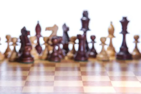 Chessboard with the focus on the chessfields before the figures Stock Photos