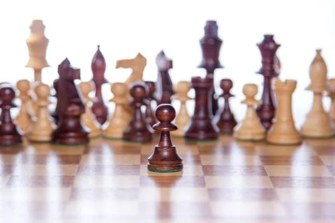 Chessboard with the focus on the pawn standing in the front Stock Photos