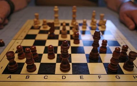 A chessboard with a game going on  Stock Photos