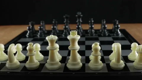 Chessboard. Moves the camera to the right with focus on the checkers Stock Footage 145385965
