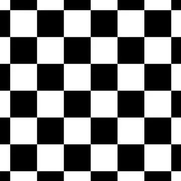 Chessboard or checker board seamless pattern in black and white. Checkered bo Stock Illustration