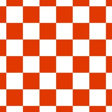 Chessboard or checker board seamless pattern in red and white. Checkered boar Stock Illustration