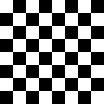 Chessboard or checker board seamless pattern in black and white. Checkered bo Illustrazione stock