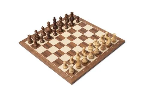 Chessboard ready for the game on white background Stock Photos