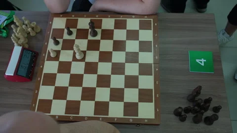 Chessboard shows endgame phase with last pieces remaining on board Stock Footage 294398672