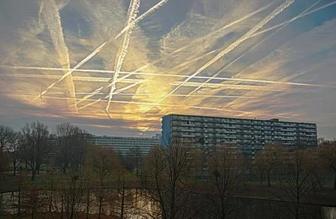 Chessboard sky over the Bijlmer Foto stock