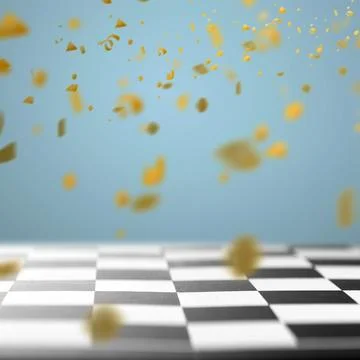 Chessboard surface with colorful bokeh lights background. Mockup, template,.. Stock Illustration