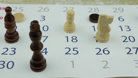 Chessmen on the blank calendar sheet Stock Footage 82011420